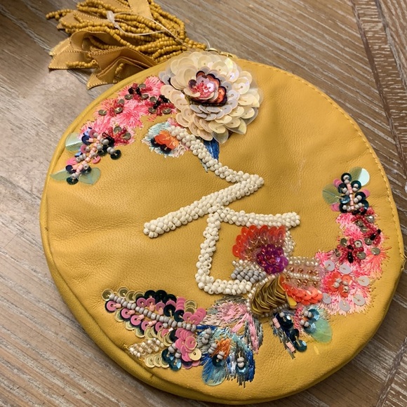 Anthropologie Embellished Leather Pouch “K” Anna Harlow - Picture 2 of 7